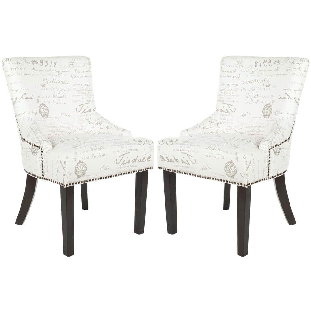Lotus White and Gray Linen Upholstered Side Chair