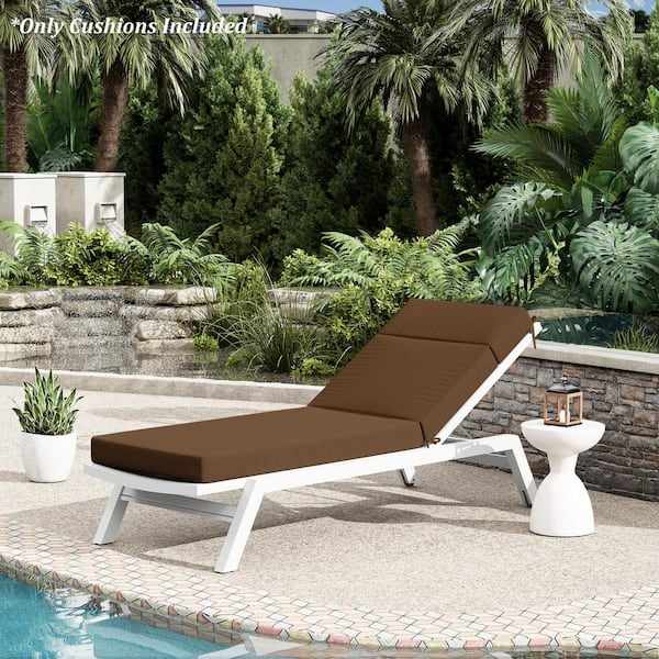71 in. x 21 in. x 4 in. Outdoor Water-Resistant Replacement Chaise Lounge Seat Cushion Chocolate