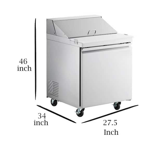 Koolmore 47 in. W 10 Cu. ft. Refrigerated Food Prep Station Table with Mega Top Surface in Stainless Steel, Silver