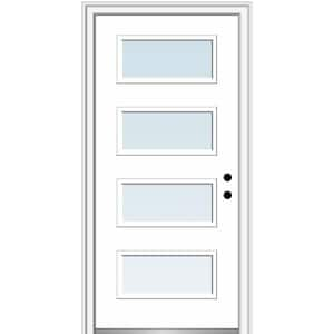 Celeste 36 in. x 80 in. Left-Hand Inswing 4-Lite Clear Low-E Primed Fiberglass Prehung Front Door on 4-9/16 in. Frame