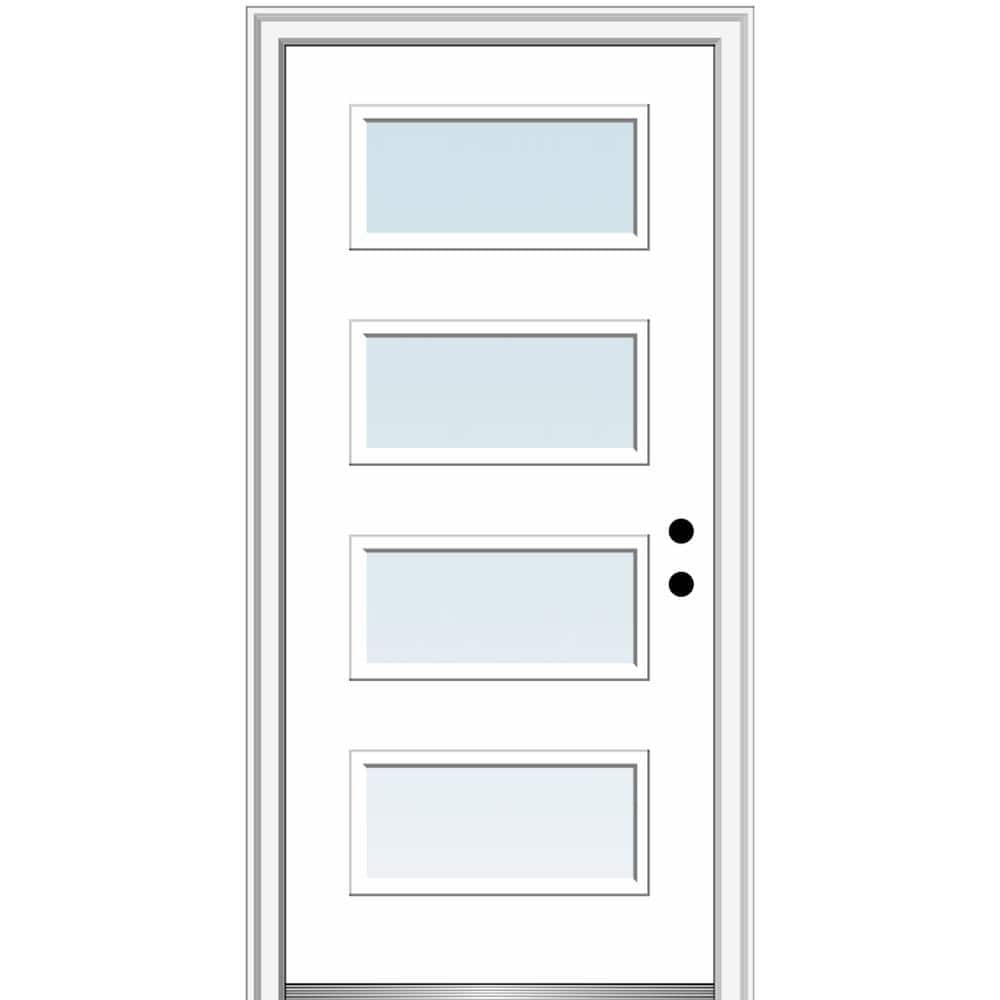 Celeste 36 in. x 80 in. Left-Hand Inswing 4-Lite Clear Low-E Primed Fiberglass Prehung Front Door on 6-9/16 in. Frame price history on PriceWatchPro