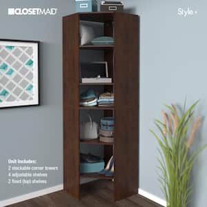 Style+ 25 in. W Chocolate Corner Wood Closet Tower