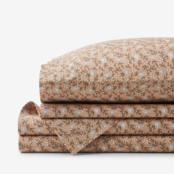 The Company Store Company Cotton Mini Floral Vine Clay Cotton Percale Queen Sheet Set