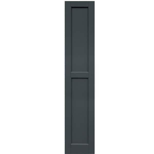Winworks Wood Composite 12 in. x 62 in. Contemporary Flat Panel Shutters Pair #663 Roycraft Pewter