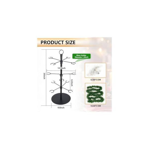 Anqtovp Black Freestanding Wine Glass Rack Cocktail Tree Stand 3 Tier 12 Holders for Bridal Shower Birthday Party