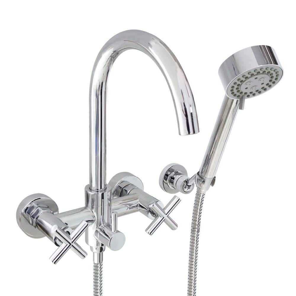 MODONA Modern 6 in. 2Handle 3Spray Tub and Shower Faucet with Massage