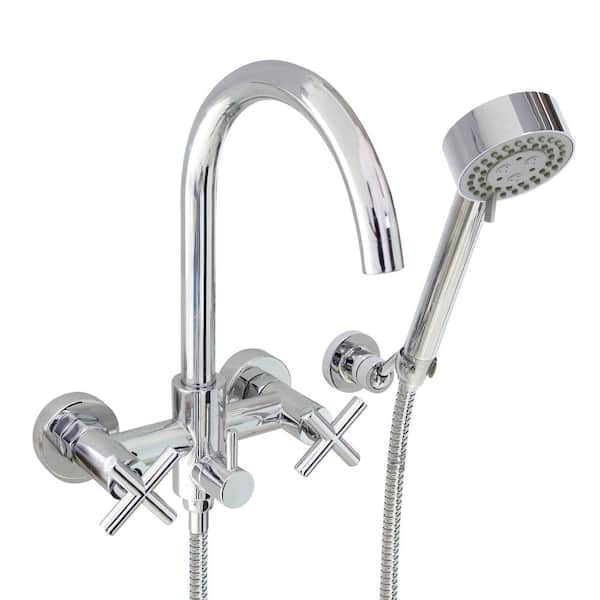 MODONA Modern 6 in. 2-Handle 3-Spray Tub and Shower Faucet with Massage Hand Held Shower in Polished Chrome (Valve Included)