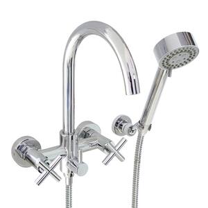 Modern 6 in. 2-Handle 3-Spray Tub and Shower Faucet with Massage Hand Held Shower in Polished Chrome (Valve Included)