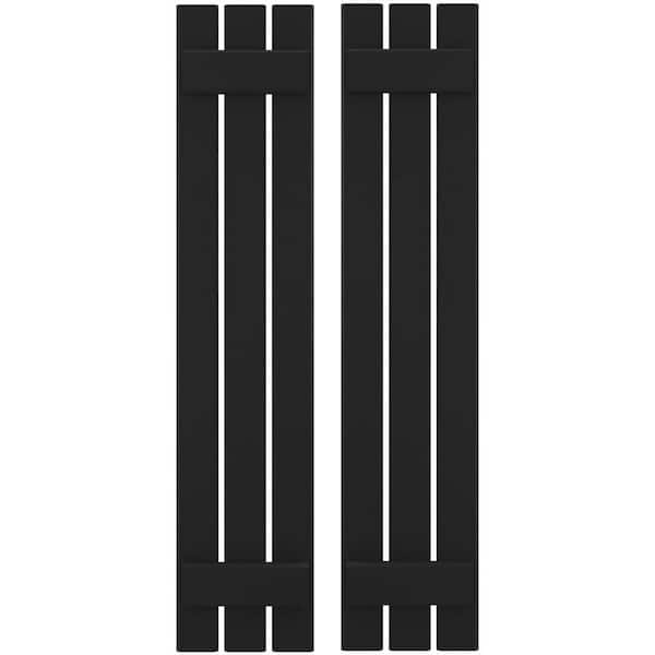 11-1/2 in. W x 63 in. H Americraft 3 Board Exterior Real Wood Spaced Board and Batten Shutters Black