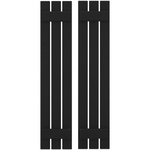 Ekena Millwork 11-1/2 in. W x 68 in. H Americraft 3-Board Exterior Real Wood Spaced Board and Batten Shutters in Black