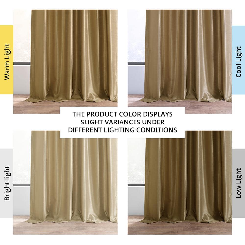 Flax Gold 84" Faux Silk Blackout Curtain Panel