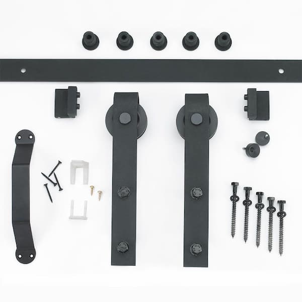 36 in. x 84 in. 1 Panel K-Bar Knotty Pine Wood Interior Sliding Barn Door Slab with Hardware Kit