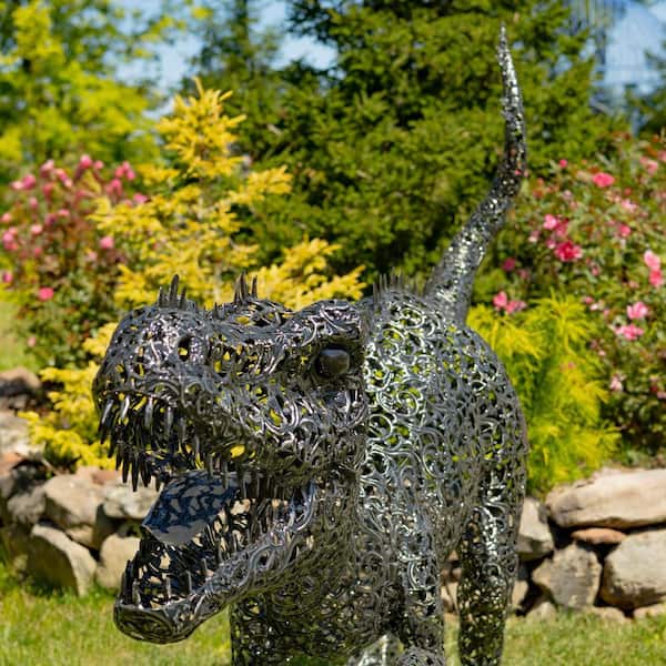 Zaer Ltd. International 5.6 ft. Tall Metal Dinosaur Garden Statue