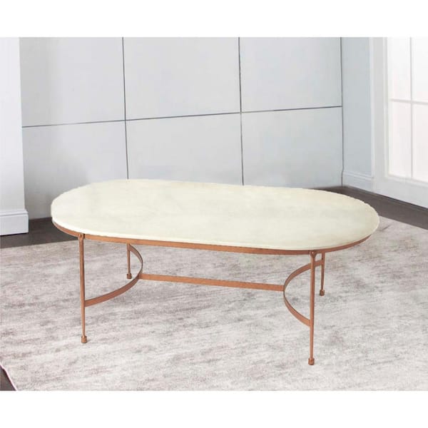 HomeRoots 47 in. Oval Genuine Marble Coffee Table