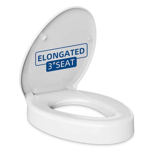 3 in. Elongated Toilet seat risers for Seniors, Heavy Duty Raised Toilet seat Elongated Bowl