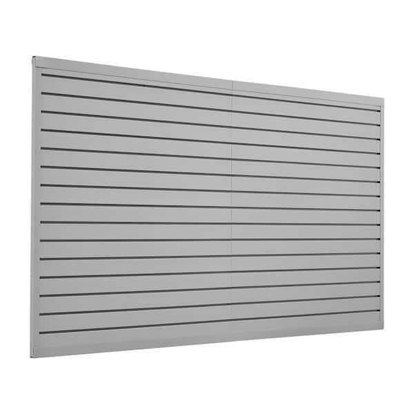 Slat Wall Paneling, 0.79 in. H x 96.46 in. W SlatWall Panels in Gray 1-PackPVC Garage Slatwall with Modular Design