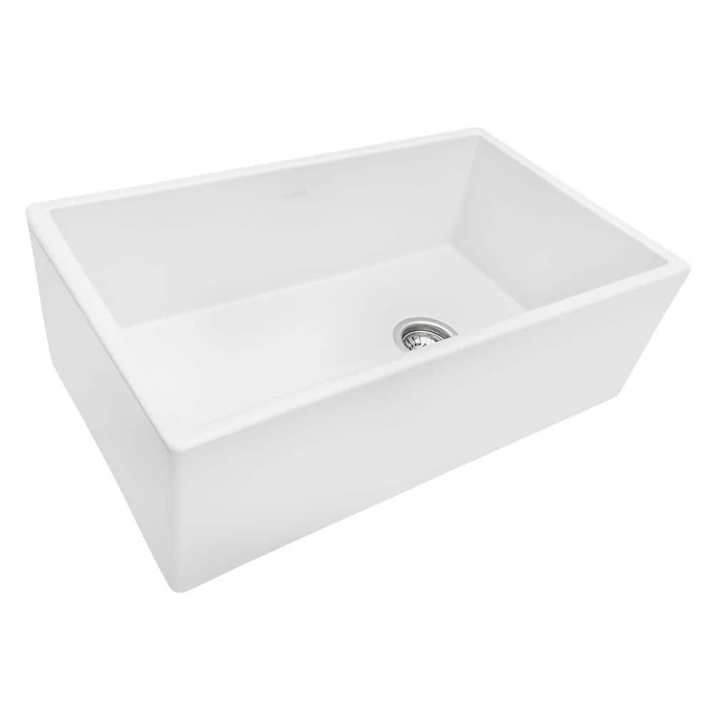 Ruvati 30-Inch White Fireclay Farmhouse Kitchen Sink