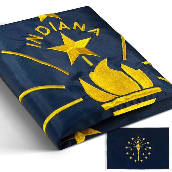 ANLEY 3 ft. x 5 ft. EverStrong Series Embroidered Indiana State Flag Nylon Indiana IN Flags