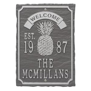 Antebellum Welcome Rectangular Standard Wall 3-Line Anniversary Personalized Plaque in Pewter/Silver