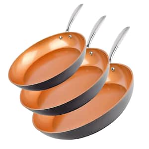 Professional 3-Piece Aluminum Hard Anodized Nonstick Frying Pan Set (8 in., 10 in., and 12 in.)