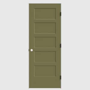 32 in. x 80 in. 5-Panel Bayshore Left-Hand Solid Core Truly Olive Molded Composite Single Prehung Interior Door