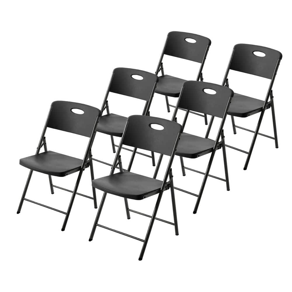HDX Metal Frame Black/Black Resin Seat Indoor/Outdoor Folding