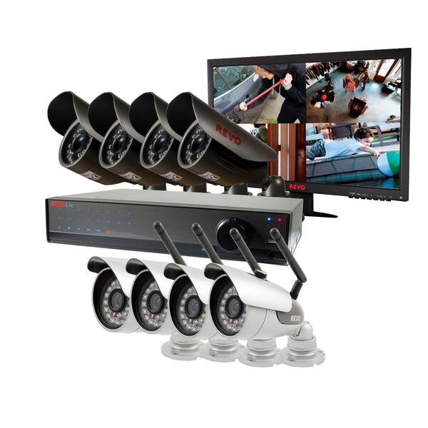Revo Lite 16-Channel 2TB 960H DVR Surveillance System with (4) 600TVL Wireless Cameras, 4 Wired Cameras and Monitor