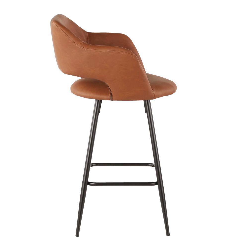 Contemporary Black Metal and Brown Faux Leather Counter Stools