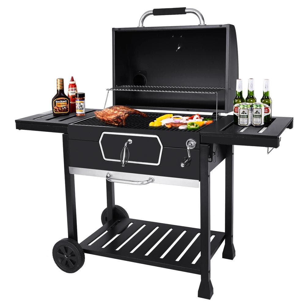 Royal Gourmet Black Stainless Steel 30-Inch Charcoal Grill with Smoker