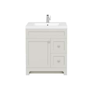 Daisy 30 in. W x 21 in. D x 36.5 in. H S/Sink Free Standing Bath Vanity in Willow Gray with Cultured Marble Top in White