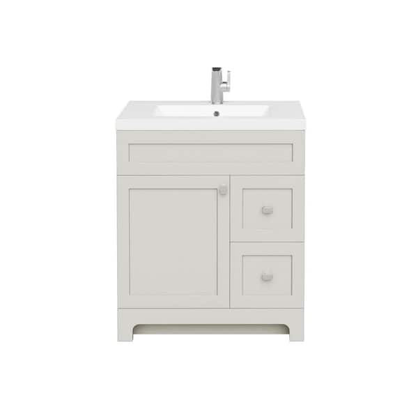 Cutler Kitchen and Bath Daisy 30 in. W x 21 in. D x 36.5 in. H S/Sink Free Standing Bath Vanity in Willow Gray with Cultured Marble Top in White