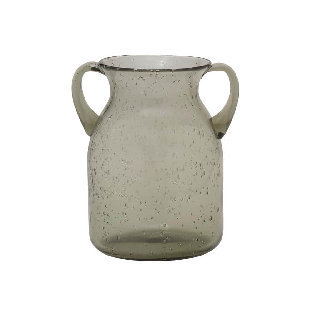 Green Handled Glass Vase for Floral Arrangements