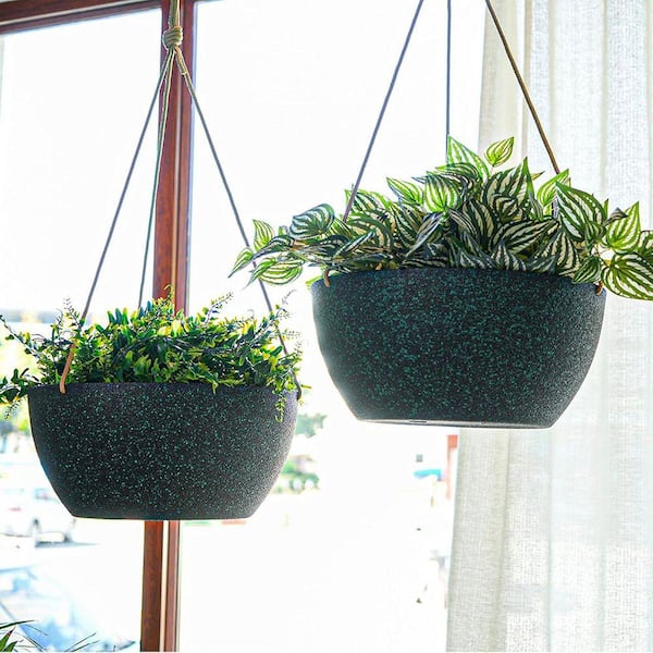 PALEO HOME LLC 2 Pack Large 13 in Black Speckles Polypropylene Hanging  Basket, Plastic Hanging Basket Pots for Outdoor Plants Flowers  MK-43DP-BS13IN - The Home Depot