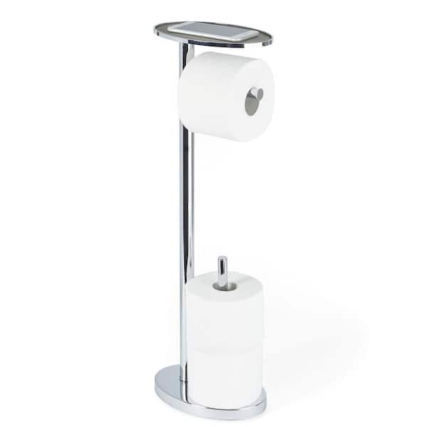 BWE Round Free Standing Toilet Paper Holder with Top Storage Shelf in  Brushed Nickel A-91030-N - The Home Depot