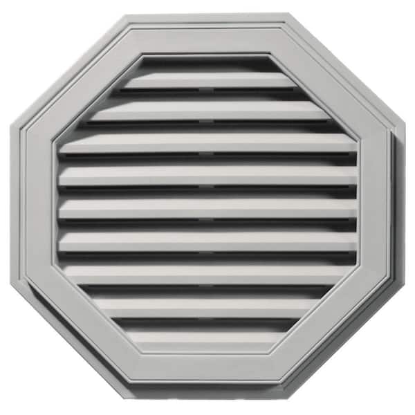 Builders Edge 27 in. x 27 in. Octagon Gray Plastic Built-in Screen Gable Louver Vent