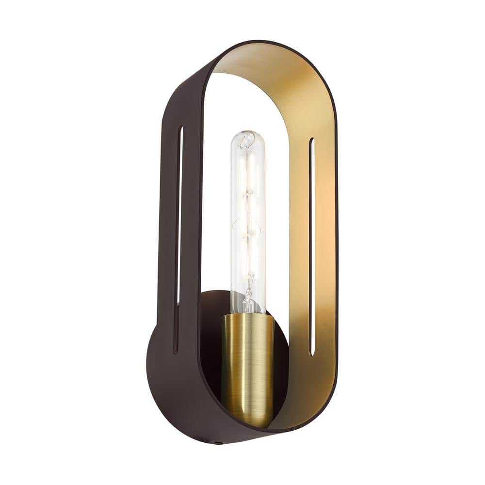 Ravena Scandinavian Bronze with Antique Brass 1-Light Sconce