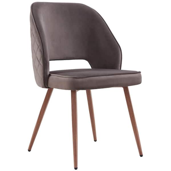 Unbranded Dark Gray Modern Velvet Upholstered Accent Dining Chairs with Metal Legs (Set of 2)