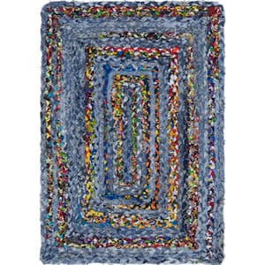 Braided Chindi Blue/Multi 2 ft. x 3 ft. Accent Rug