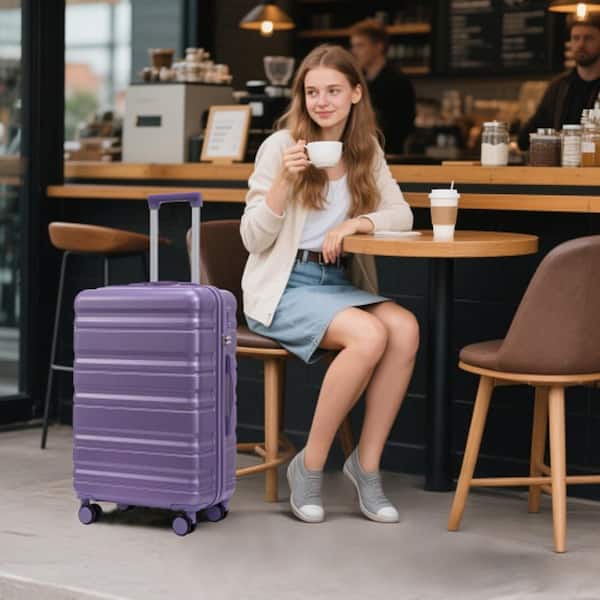 Tatahance 3-Piece Dark Purple ABS Hardside Spinner Luggage Set