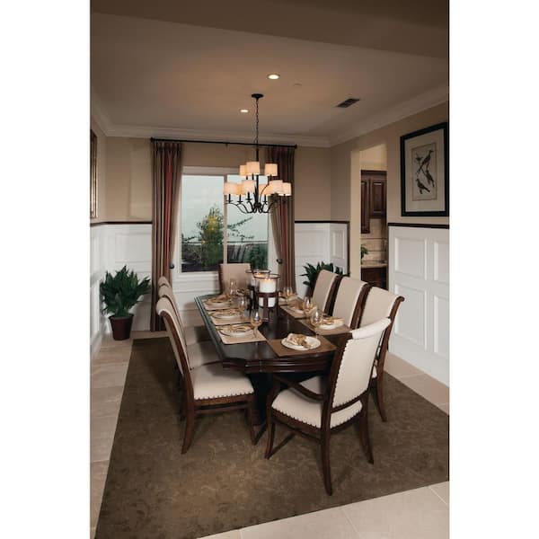 Inspire Collection 9-Light Antique Bronze Off-White Linen Shade Traditional Empire Chandelier Light