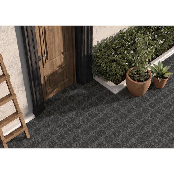 Marazzi Moroccan Concrete Charcoal 4 in. x 4 in. Glazed Porcelain
