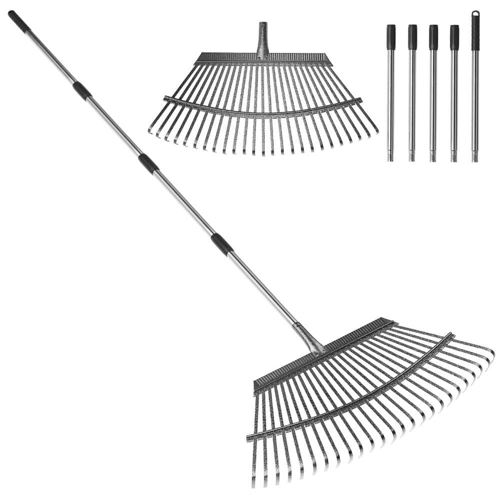 SHINESTAR Adjustable Stainless Steel Handle 25-Tine Lawn Rake 00AAC008 ...