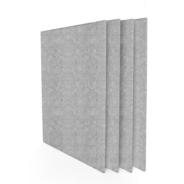 0.35 in. x 15.75 in. x 23.62 in. Fabric Rectangle Self-Adhesive Sound Absorbing Acoustic Panels in Grey (4-Pack)