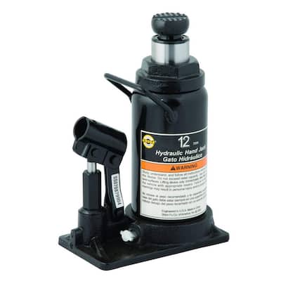 12-Ton Capacity Black Hydraulic In-Line Bottle Jack