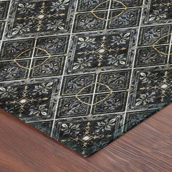 Chantille Machine Washable Indoor/Outdoor Abstract ACN2692 Black 3 ft. x 4 ft. Area Rug