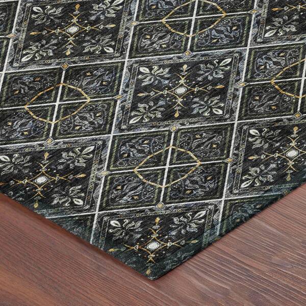 Chantille Machine Washable Indoor/Outdoor Abstract ACN2692 Black 5 ft. x 7 ft. 6 in. Area Rug