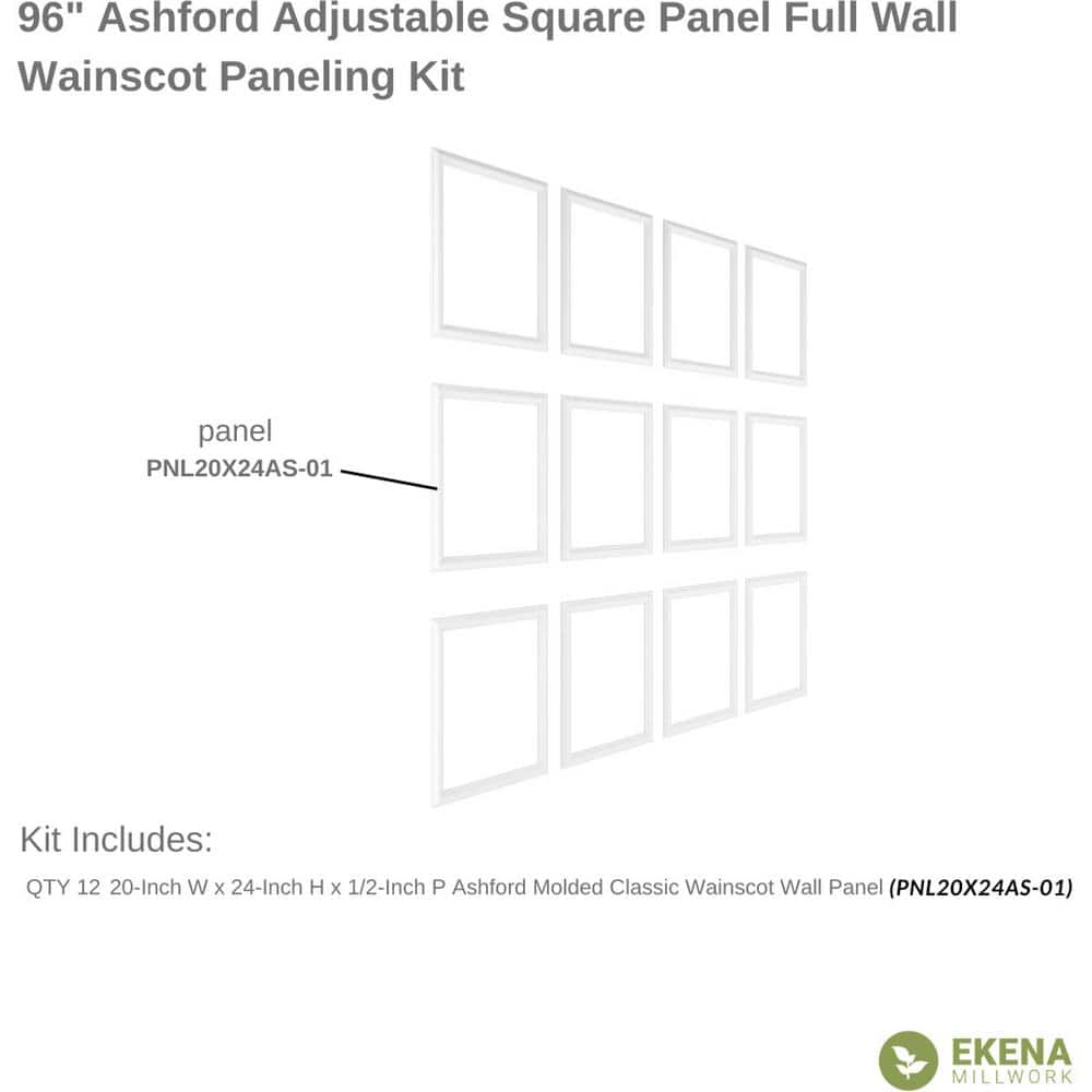 Adjustable White Polyurethane Full Wall Wainscot Paneling Kit