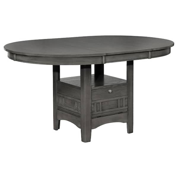 Coaster Lavon Oval Medium Gray Wood Top 4-Legs Dining Table with Storage Seats 6