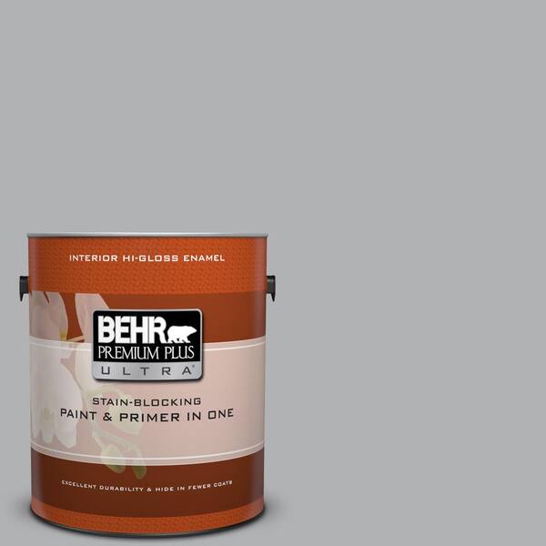 BEHR Premium Plus Ultra 1 gal. #PPU26-08 Silverstone Hi-Gloss Enamel Interior Paint and Primer in One