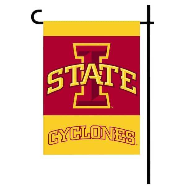 BSI Products NCAA 13 in. x 18 in. Iowa State 2-Sided Garden Flag Set with 4 ft. Metal Flag Stand